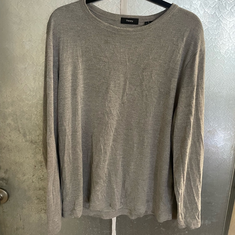 Grey long-sleeve knit Theory shirt XL